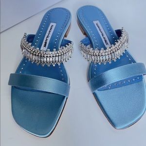Manolo Blahnik crystal-embellished satin sandals